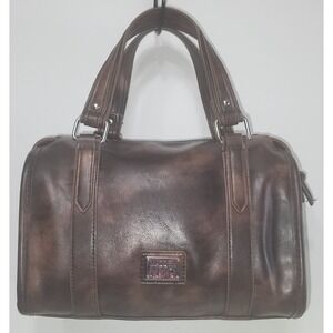Madden NYC Brown Faux Leather Handbag Purse Tote Satchel Structured Bag 8" Small